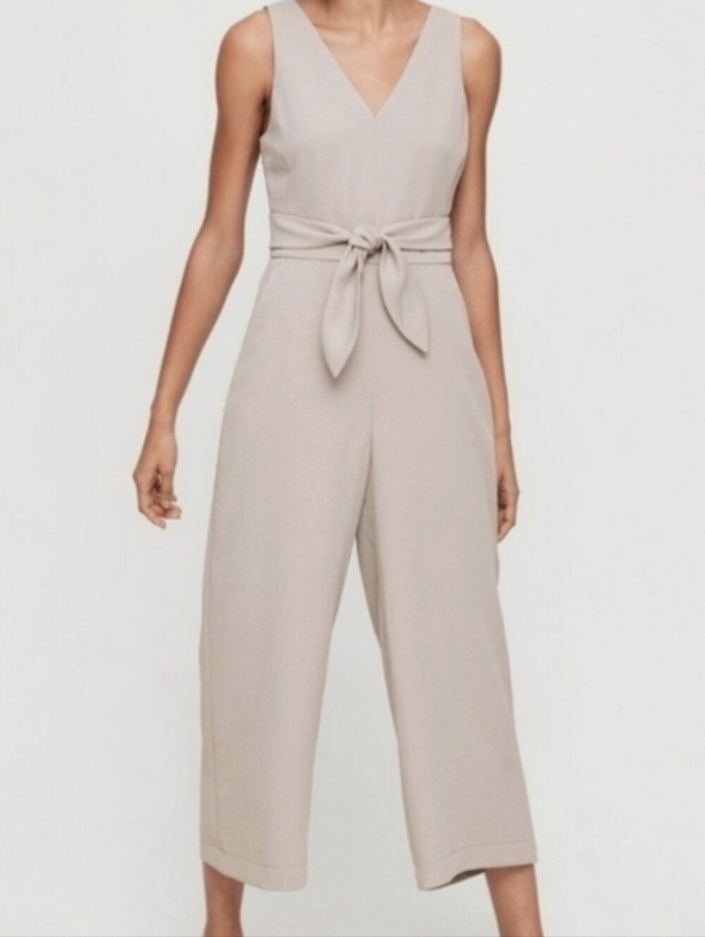 Aritzia Wilfred Écoulement V-Neck Drawstring Jumpsuit - Taupe / Beige - Sz S